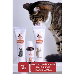 LITTLE PET 3'lü Set Malt Paste + Multivitamin Paste + PlusB Damla
